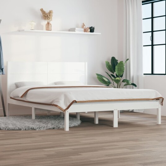 vidaXL Sengeramme hvit heltre 135x190 cm 4FT6 Double 8720287028796