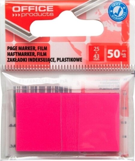 Office Products Indeksfaner Pp 25X43 Mm 1X50 Kort Hengeetikett Rosa