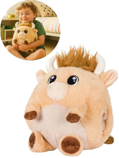 Noxxiez 3-I-1 Highland Cow Bamse Håndvarmer Og Pute 35cm