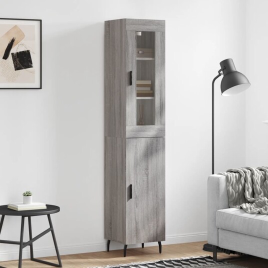 vidaXL Highboard grå sonoma 34,5x34x180 cm konstruert tre 8720845486136