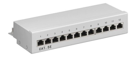 Pro CAT 5e 12-Port Mini Patchpanel Grå for Veggmontering Pro CAT 5e 12-Port Mini Patchpanel Grå for Veggmontering
