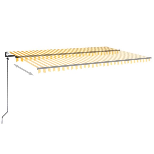 vidaXL Automatisk markise med vindsensor og LED 500x350 cm gul/hvit
