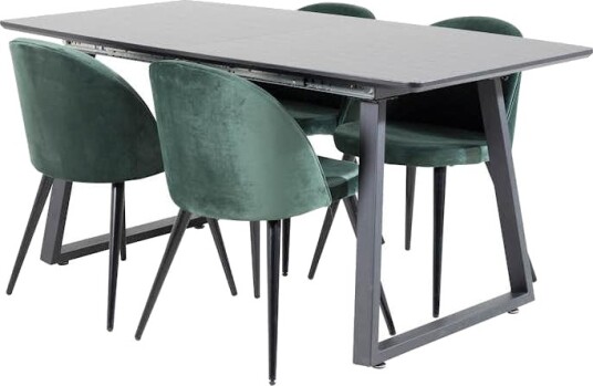 Spisegruppe Venture Home Ina med 4 Valentina Stoler Fløyel