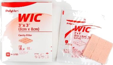 PolyMem WIC sårfyller/bandasje for kaviteter 8x8cm 10 stk