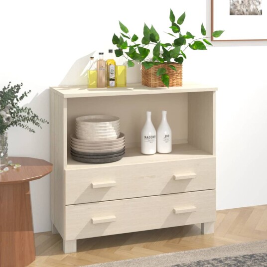 vidaXL Skjenk HAMAR honningbrun 85x35x80 cm heltre furu