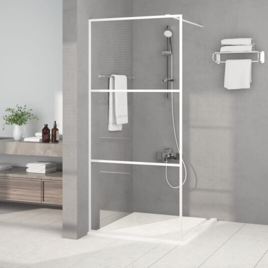 Dusjvegg hvit 90x195 cm klart ESG-glass