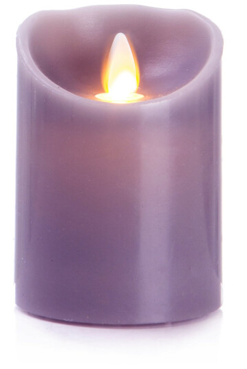 Kubbelys m/voks LED lilla H:10 Ø:7,5cm