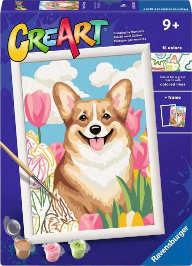 Ravensburger CreArt Mal etter nummer 9+ år Blomstrende Corgi