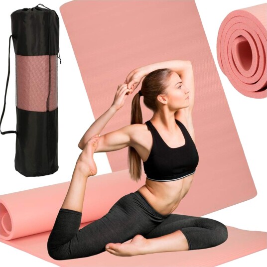 Tykk yoga treningsmatte 185x80x1,5 cm rosa Tykk yoga treningsmatte 185x80x1,5 cm rosa