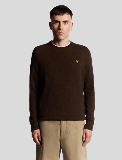 Lyle & Scott Lambswool Blend Crew Neck Jumper - Brown - XXL