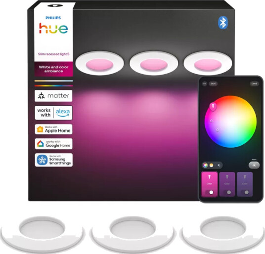 Hue Waca Slim Downlight S 90Mm White And Color   3 Pk