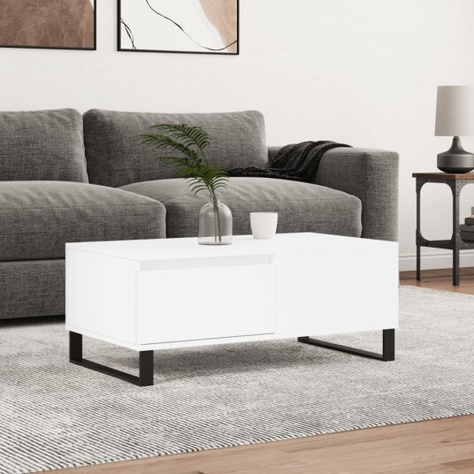 vidaXL Salongbord hvit 90x50x36,5 cm konstruert tre