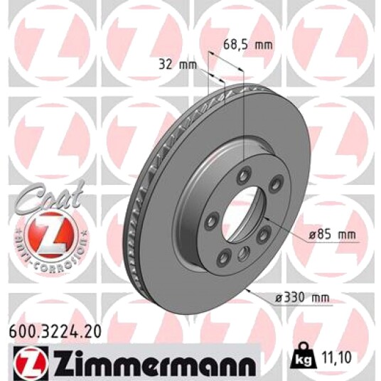 Bremseskive ZIMMERMANN 600.3224.20