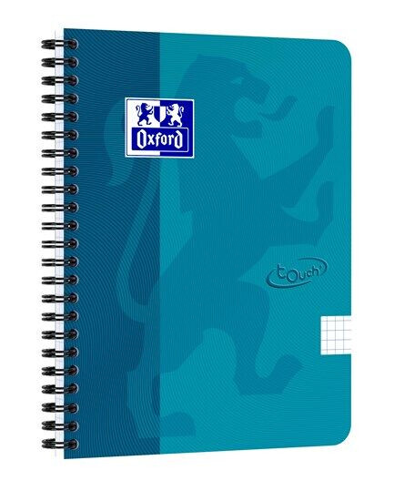 Oxford Touch Notebook A5 squared 5 mm soft touch cover twin-wire 180 pages Oxford Touch Notebook A5 squared 5 mm soft touch cover twin-wire 180 pages