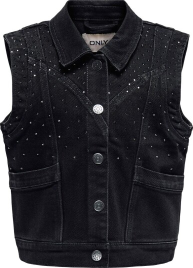Kids Only Kogkennedy Sl Rs Wb Dnm Waistcoat Bj WASHED BLACK 158