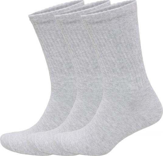 Weekday 3 Pack Ribbed Sporty Crew Socks Grey 36 38
