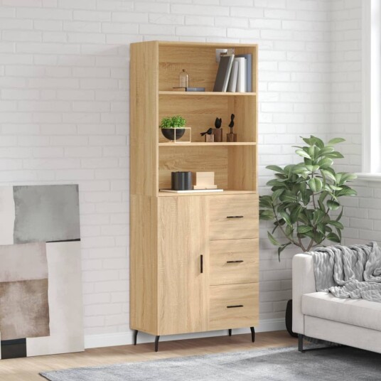 vidaXL Highboard sonoma eik 69,5x34x180 cm konstruert tre 8720845928315