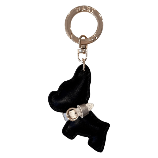 Dark Puppy Bag Charm Black & Sparkled Champagne