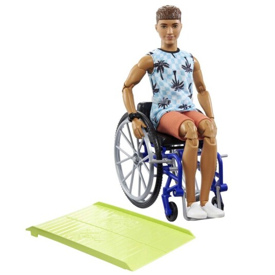 Barbie Fashionistas Ken Rullestol Dukke T-Skjorte M Palmemønster
