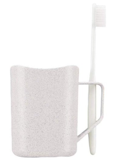 Krus med Holder for Tannbørster, Hvit Krus med Holder for Tannbørster, Hvit