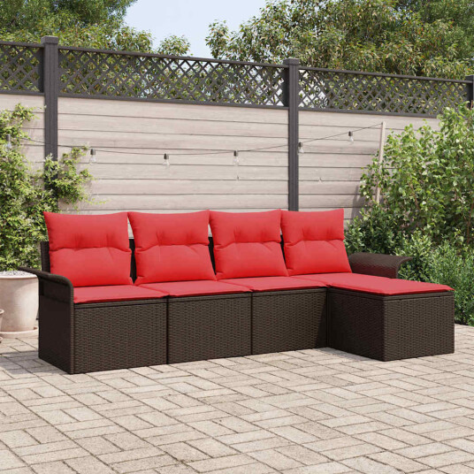 vidaXL Hagesofa Set med lagring 5 pcs Brun polyrotting