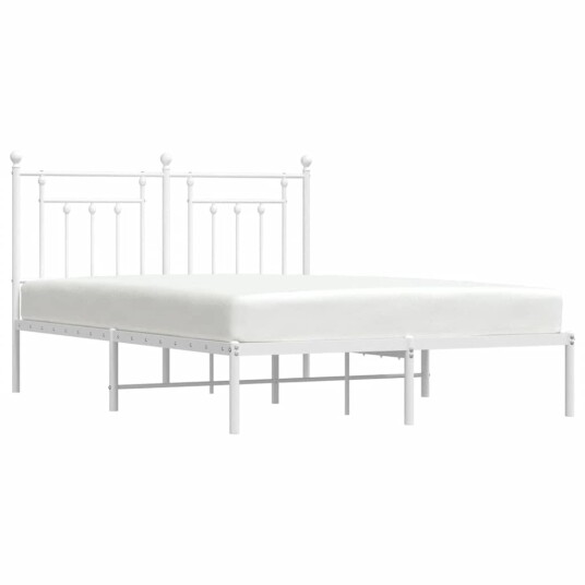 vidaXL Sengeramme i metall med sengegavl hvit 150x200 cm 8720845883683