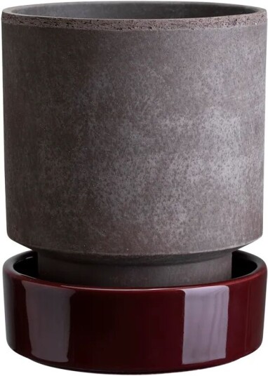 Bergs Potter Hoff krukke Ø18 cm, Raw Grey-Deep Burgundy