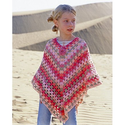 Little Sophie by DROPS Design Poncho Hekleoppskrift str 5 14 år