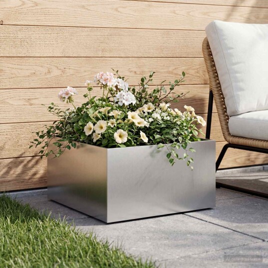 vidaXL Hageblomsterpotte Sølv 60 x 60 x 30 cm Galvanisert stål
