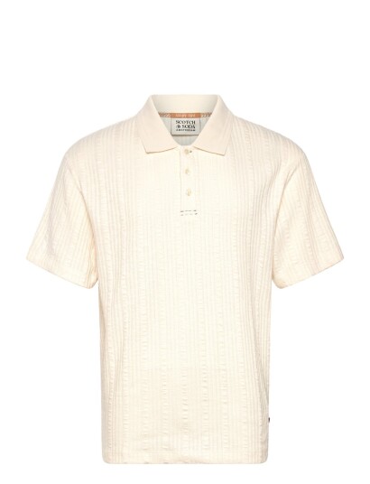 Scotch & Soda Structured Ribbed Relaxedfit Polo   Cream   S