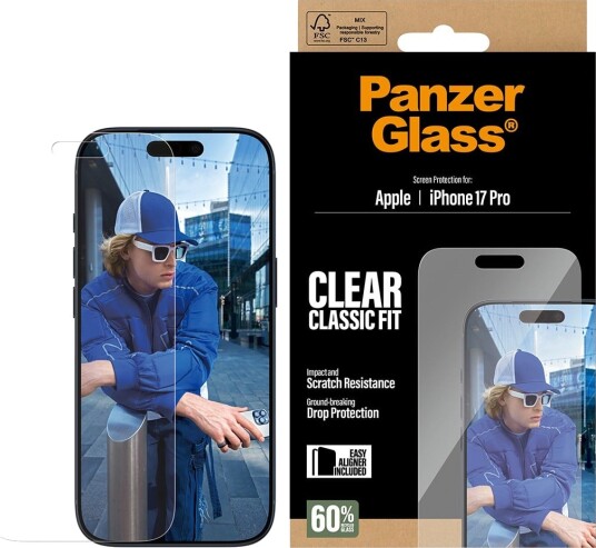 PanzerGlass iPhone 17 Pro Skjermbeskytter med EasyAligner Classic Fit PanzerGlass iPhone 17 Pro Skjermbeskytter med EasyAligner Classic Fit