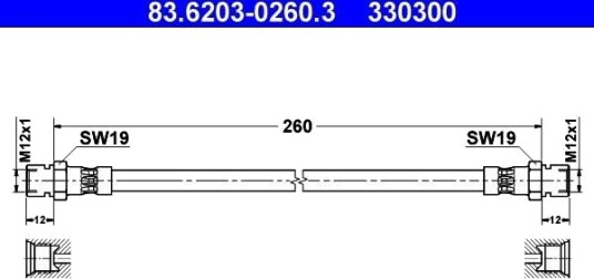 ATE 83.6203 0260.3 Bremseslange ATE 83.6203 0260.3 Bremseslange