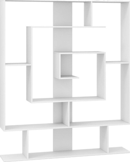 Bokhylle med 7 etasjer – Geometrisk hvit displayhylle