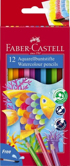 Faber Castell Fargestifter Akvarell 12 stk + 1 Pensel