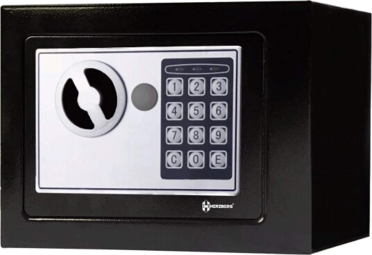 Herzberg HG 03848: Elektronisk digital sikkerhetsboks i stål   17x23x17 cm