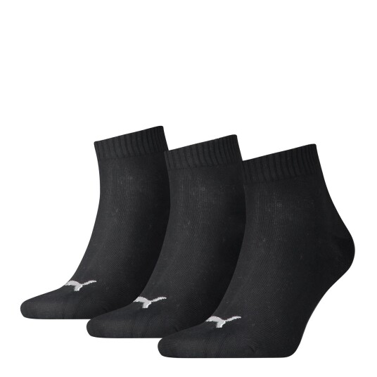 Puma 3pk Quarter Sokker Black 39-42