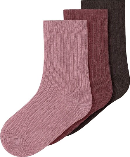 Name It Sokker 3 pack NmfNobba Wild Ginger/Lilla + Sjokola Name It 31/33 Sokker Bordeaux Brun Rosa 31 33