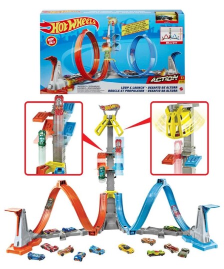 Hot Wheels Loop & Launch bilbanesett med 1 bil 80 cm høyt Hot Wheels Loop & Launch bilbanesett med 1 bil 80 cm høyt