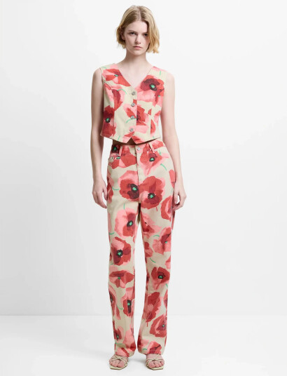 French Connection Poppy Dallas Denim Wide Leg Jn   Red   42