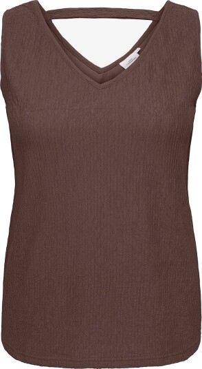 Only Carmakoma   Topp carReina SL V neck Structur   Grå