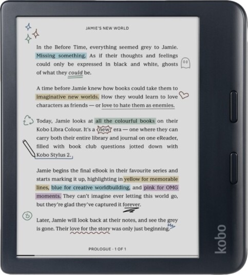 Kobo Libra Colour 7" E Ink Lesebrett med 32GB minne - Svart Kobo Libra Colour 7" E Ink Lesebrett med 32GB minne - Svart