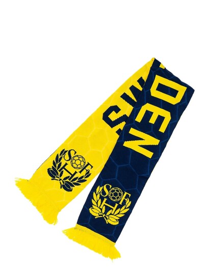 NeH Knitted Scarf Jacquard Yellow/Blue Multi/patterned ONE SIZE