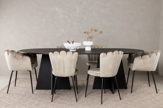 Venture Home Bootcut Spisegruppe 230 cm Oval med 4 Limhamn Stoler Beige