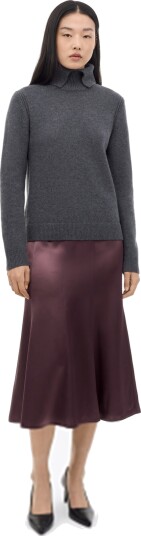 Ilona Ankle Satin Skirt   Burgundy   32