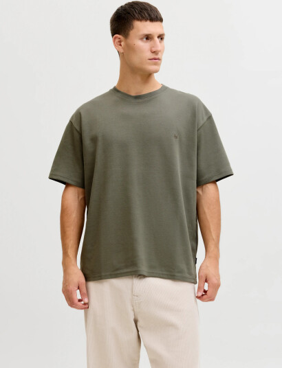 Jack & Jones Jprblaethan Ss Logo Tee Sn Khaki green XL
