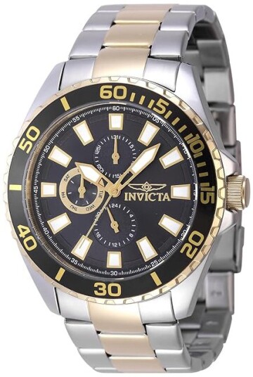 Invicta Herreklokke 47557 Pro Diver Sort/Gulltonet stål Ø46 mm