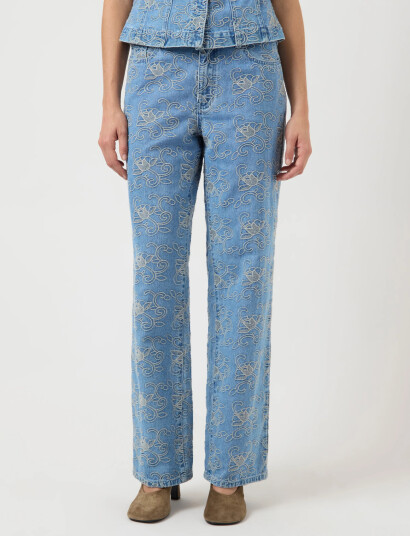 YAS Yassia Mw Emb Straight Jeans Blue 33 x 32