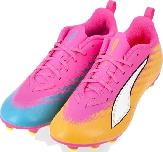 PUMA Ultra 6 Play FG/AG Showtime   Poison Pink/PUMA White/Solstrøm/Bright Aqua/PUMA Svart Barn størrelse 38½