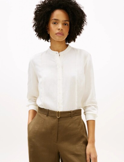 Tommy Hilfiger Frayed Vis/Linen Ls Shirt White M Tommy Hilfiger Frayed Vis/Linen Ls Shirt White M