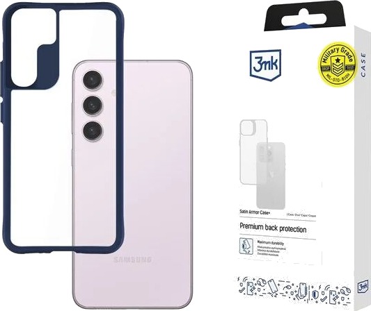 3mk Satin Armor Case+ Blue for Samsung Galaxy S24 Transparent